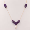 Amethyst And Pearl Beaded Silver Necklace