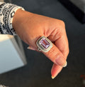 Amethyst Gemstone Sterling Silver Rectangular Women's Ring Size - 8US