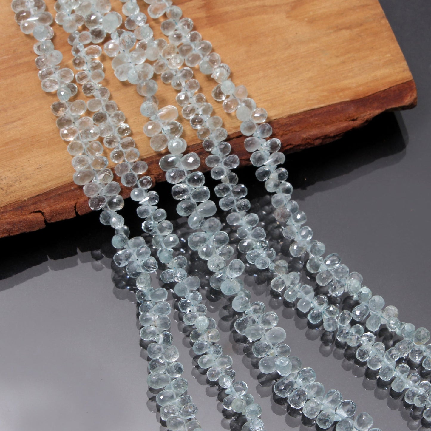 Aquamarine Faceted Drop Shape 7x4mm Briolette Beads | 8 Inch Aquamarine Strand GemsRush