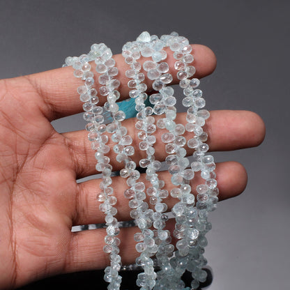 Aquamarine Faceted Drop Shape 7x4mm Briolette Beads | 8 Inch Aquamarine Strand GemsRush