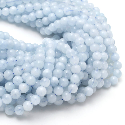 Aquamarine Round Beads, 6 mm Loose Beads Strand, 16 Inches GemsRush