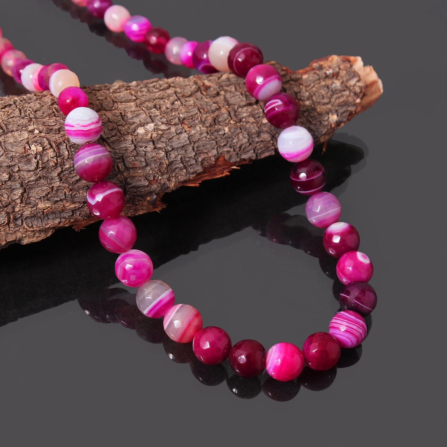 Attracting Pink Agate Gemstone Beaded Women Necklace GemsRush