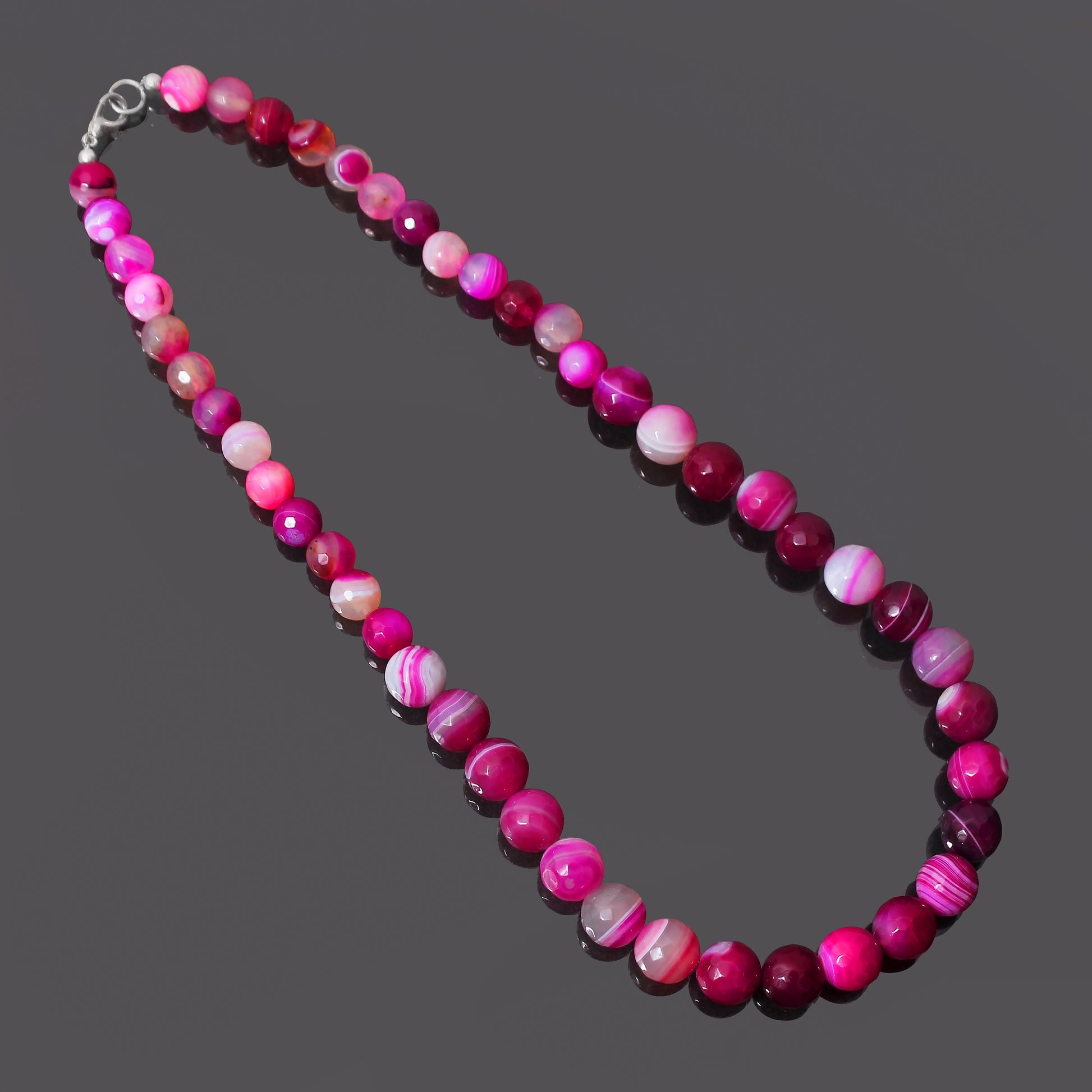 Attracting Pink Agate Gemstone Beaded Women Necklace GemsRush