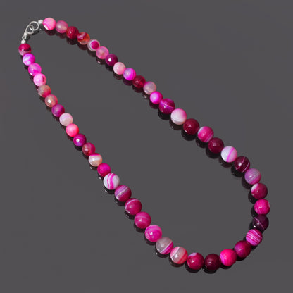 Attracting Pink Agate Gemstone Beaded Women Necklace GemsRush