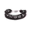Attractive Black Spinel Multi-Shape Designer Bracelet with Sterling Silver Magnetic Lock