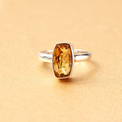 Baguette Cut Golden Citrine Ring ( 8 US Ring Size ) GemsRush