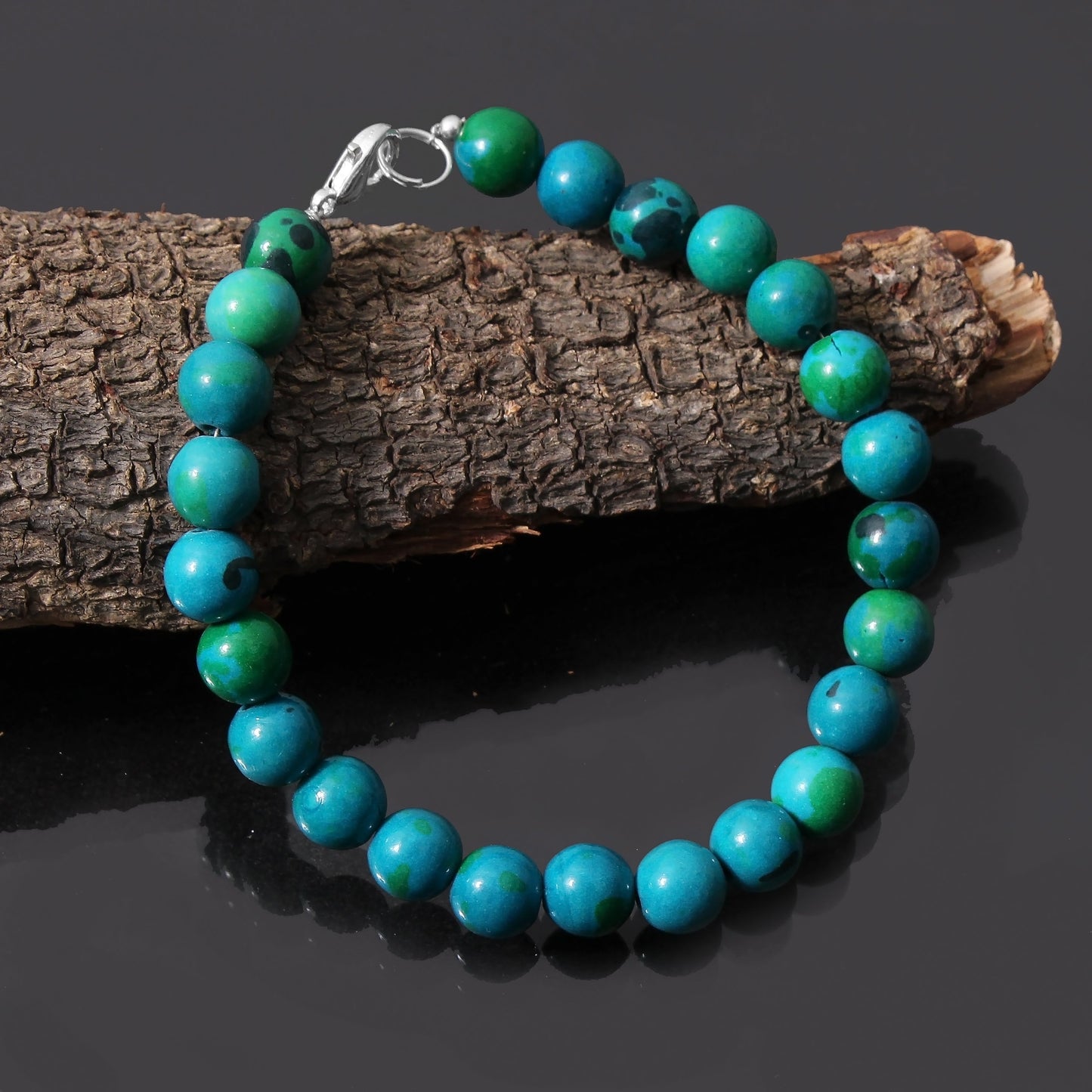 Beautiful Howlite Turquoise Beaded Bracelet with Silver Lock Promotes Calmness GemsRush