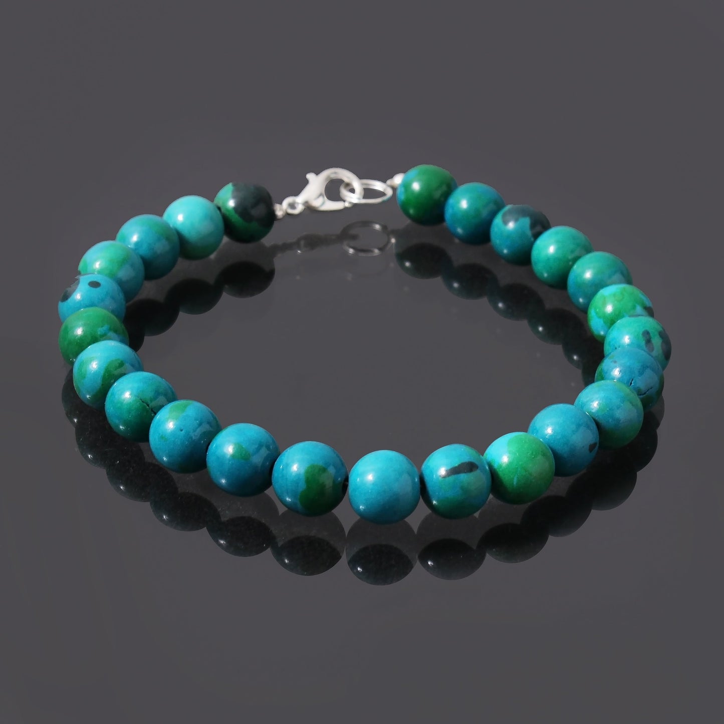 Beautiful Howlite Turquoise Beaded Bracelet with Silver Lock Promotes Calmness GemsRush