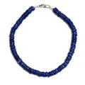 Beautiful Lapis Tyre Heishi Shape Gemstone Women's Bracelet Silver Wire Wrapped Lobster Lock