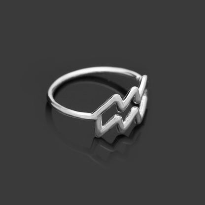 Birth Month Astrology Ring, AQUARIUS Zodiac Symbol Ring, Gift For Your Girlfriend GemsRush