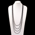 Black Spinel Faceted Beads Necklace, Black Spinel Round Beads Necklace, Multi Layering,Sparkling Black Beads Necklace