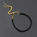 Black Spinel Twist Layer Silver Bracelet ( Bolo Chain )