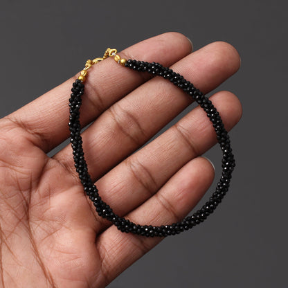 Black Spinel Twist Layer Silver Bracelet ( Bolo Chain ) GemsRush