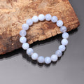 Blue Lace Agate Gemstone Round Ball Stretchable Bracelet For Women's