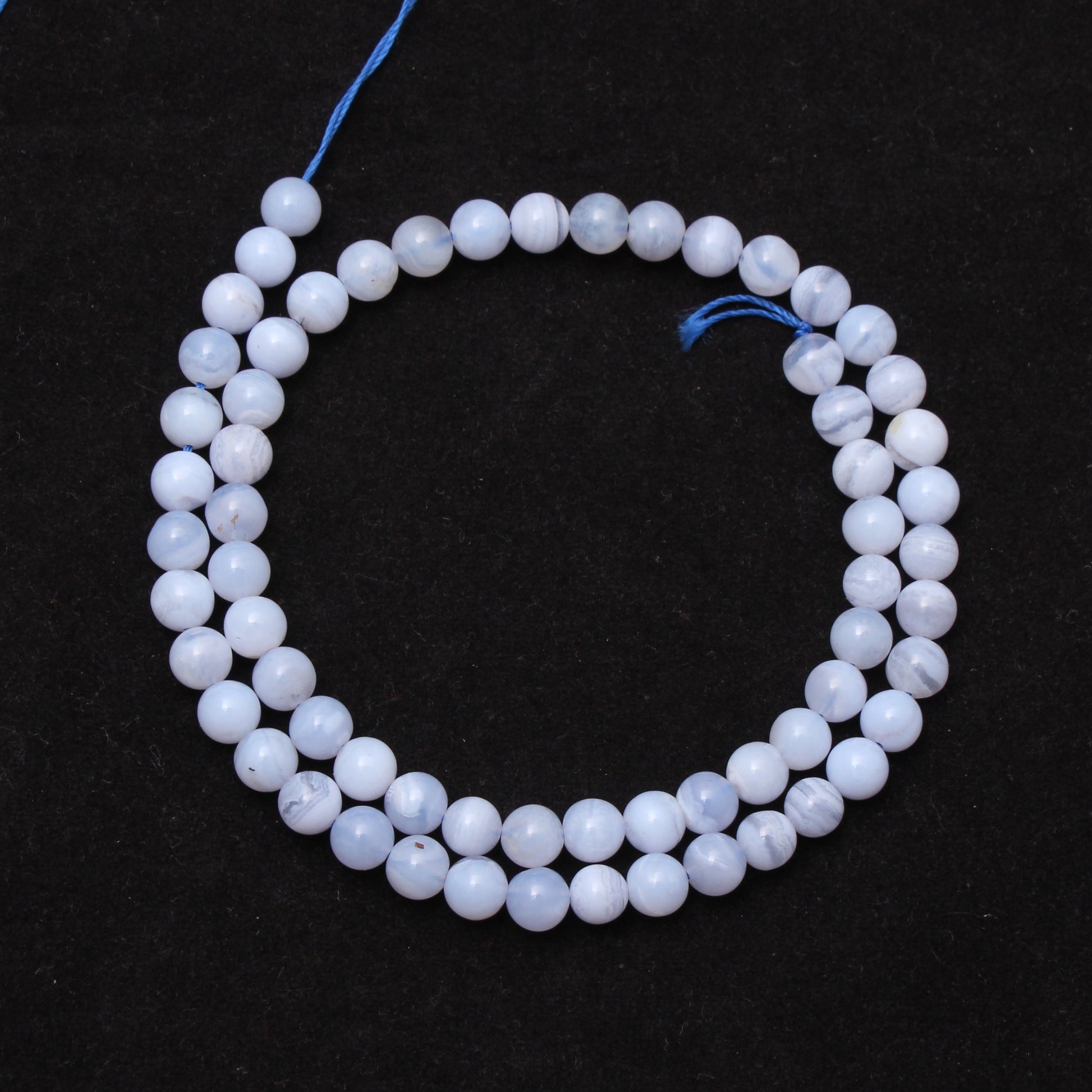 Blue Lace Agate Round Beads Strand, 6 mm Healing Beads, 16 Inches Strand GemsRush