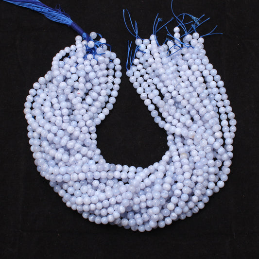 Blue Lace Agate Round Beads Strand, 6 mm Healing Beads, 16 Inches Strand GemsRush