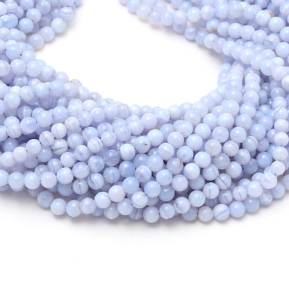 Blue Lace Agate Round Beads Strand, 6 mm Healing Beads, 16 Inches Strand GemsRush