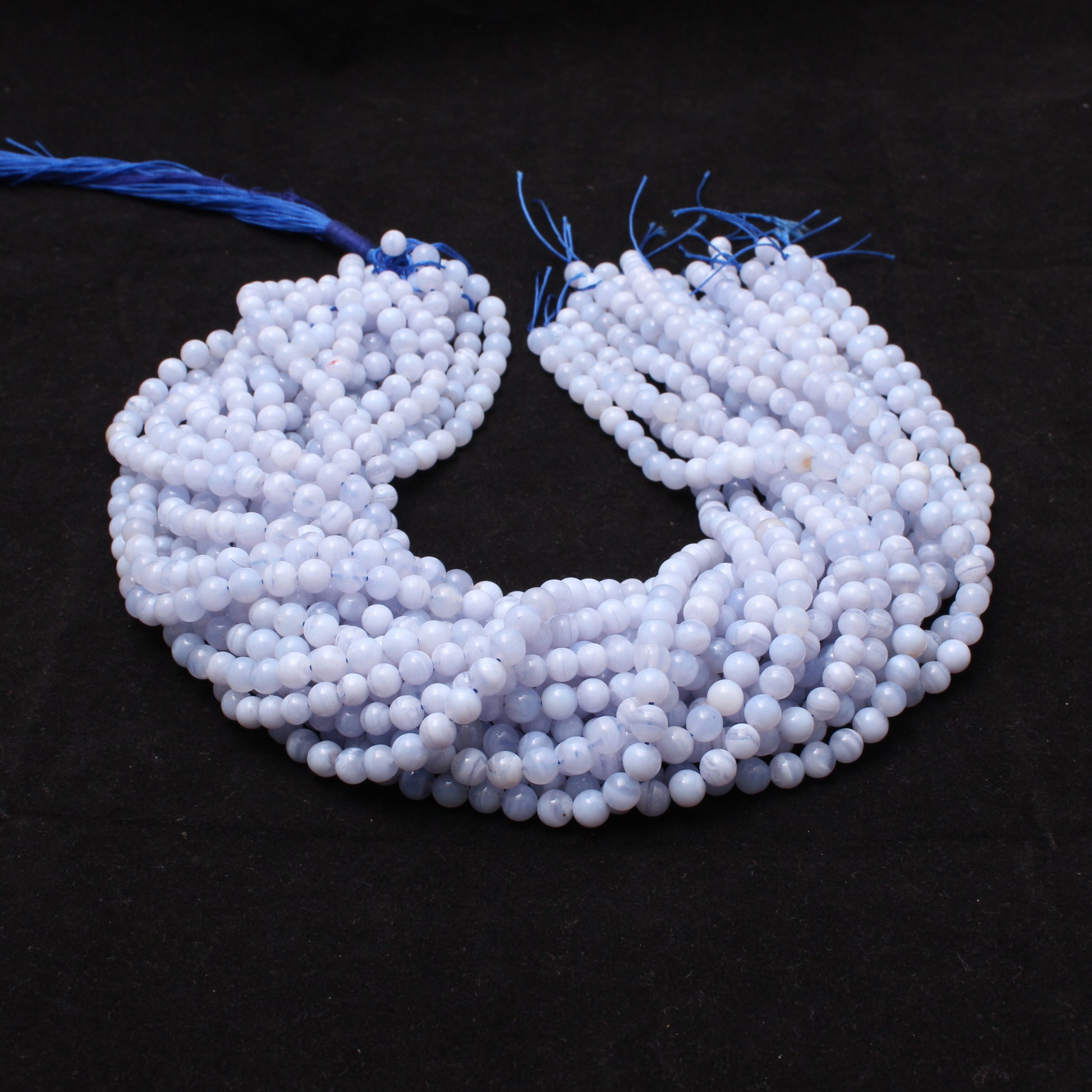 Blue Lace Agate Round Beads Strand, 6 mm Healing Beads, 16 Inches Strand GemsRush