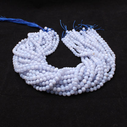 Blue Lace Agate Round Beads Strand, 6 mm Healing Beads, 16 Inches Strand GemsRush