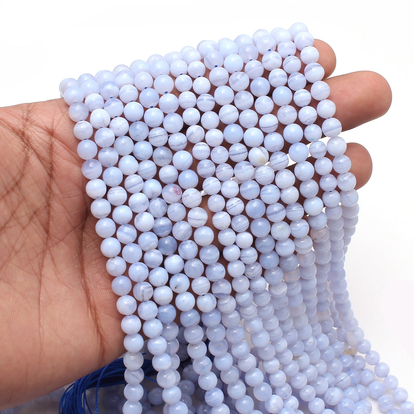 Blue Lace Agate Round Beads Strand, 6 mm Healing Beads, 16 Inches Strand GemsRush