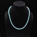 Natural Blue Opal Smooth Rondelle Beaded Necklace with Silver Lobster Clasp