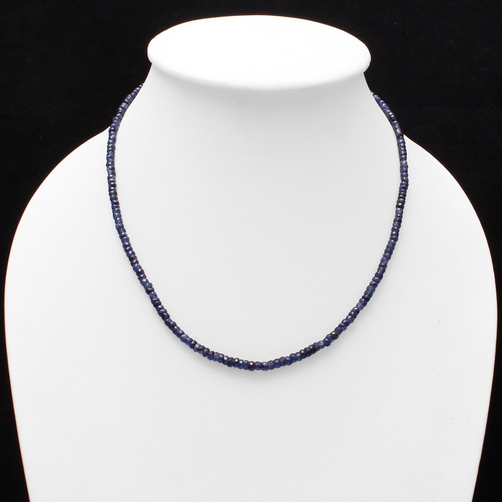 Blue Sapphire Beaded Necklace Blue Sapphire Faceted Rondelle, Sapphire Sparkling Women's Necklace, Perfect Gift GemsRush