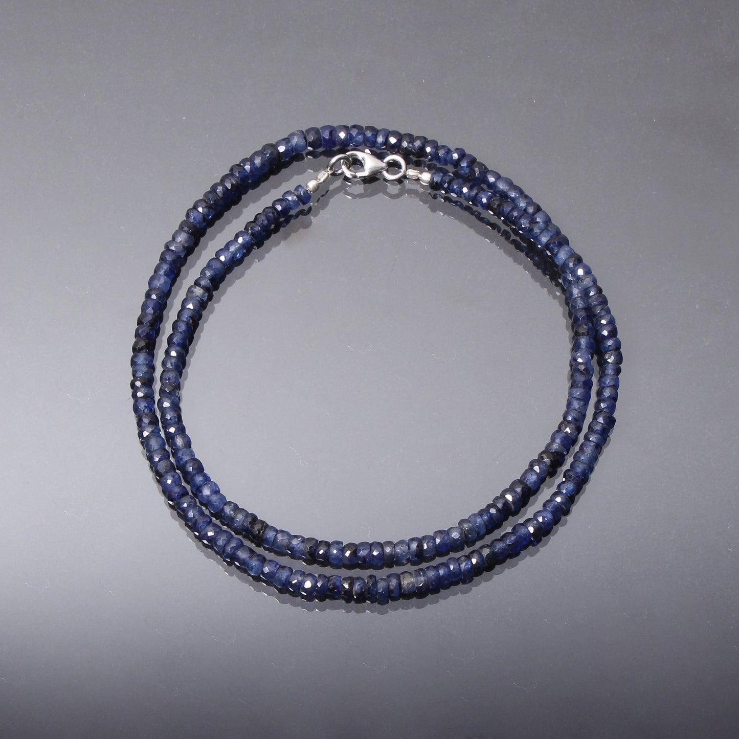 Blue Sapphire Beaded Necklace Blue Sapphire Faceted Rondelle, Sapphire Sparkling Women's Necklace, Perfect Gift GemsRush