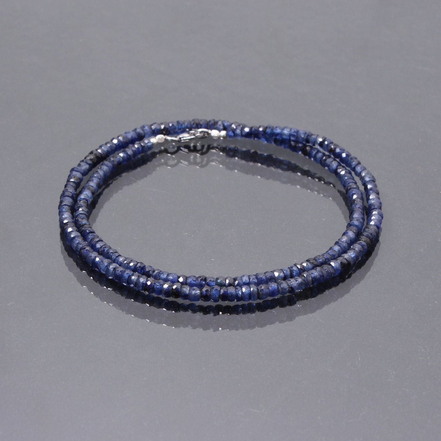 Blue Sapphire Beaded Necklace Blue Sapphire Faceted Rondelle, Sapphire Sparkling Women's Necklace, Perfect Gift GemsRush