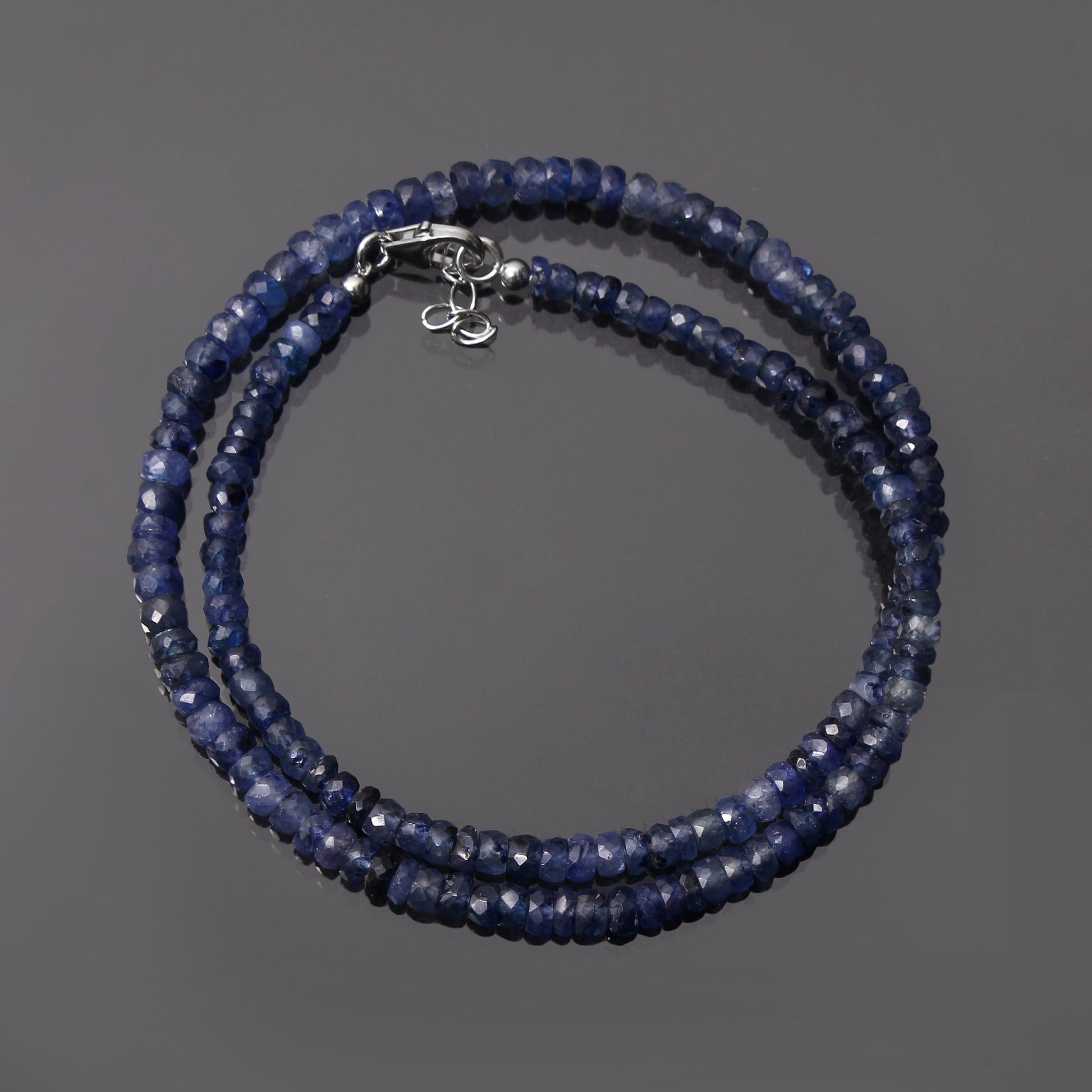 Blue Sapphire Beaded Necklace, September Birthstone Natural Beaded Necklace, Gift For Mom. GemsRush