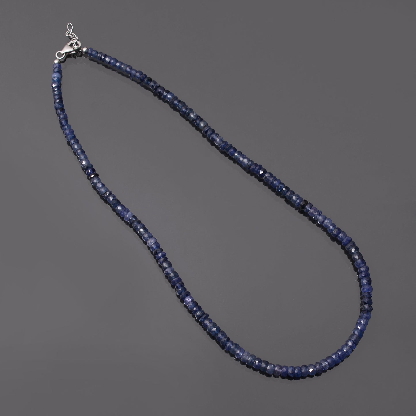 Blue Sapphire Beaded Necklace, September Birthstone Natural Beaded Necklace, Gift For Mom. GemsRush