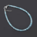 Blue Zircon Beaded bracelet Zircon Faceted Rondelle Bracelet ,Gemstone Beaded Silver Bracelet.