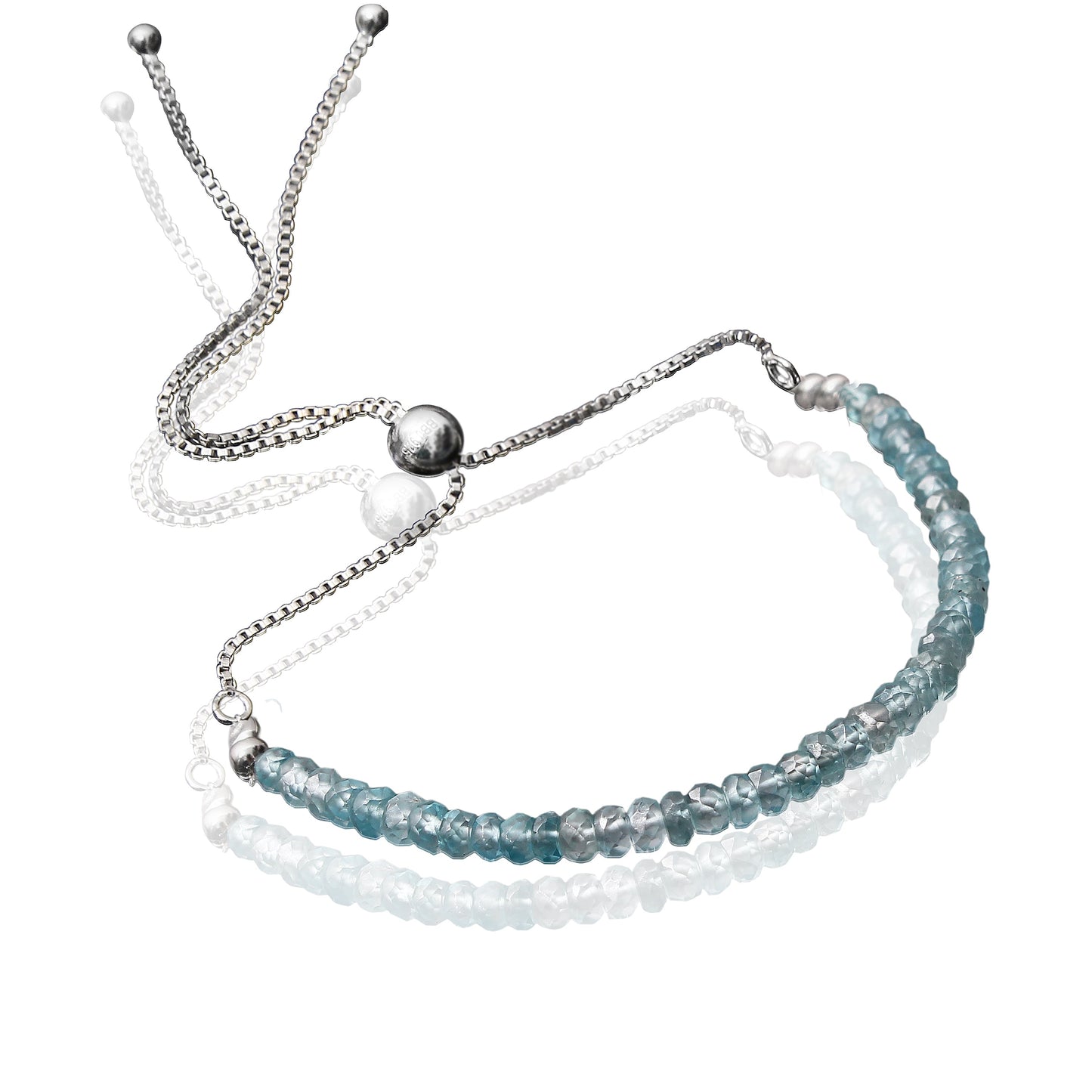 Blue Zircon Twist Layer Silver Bracelet ( Bolo Chain ) GemsRush