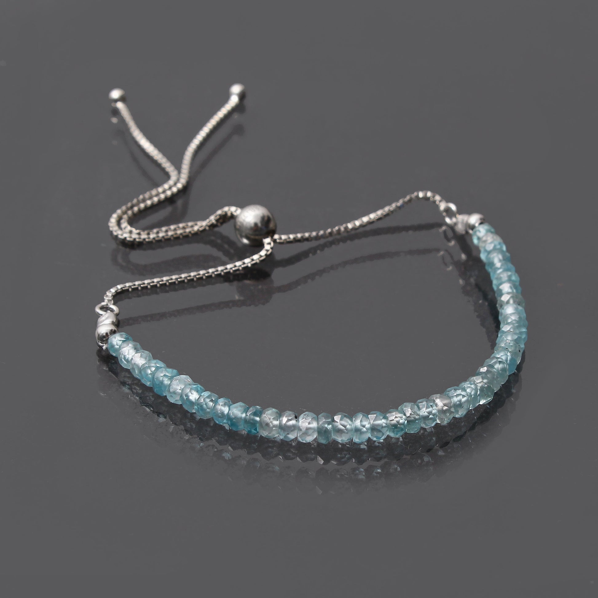 Blue Zircon Twist Layer Silver Bracelet ( Bolo Chain ) GemsRush