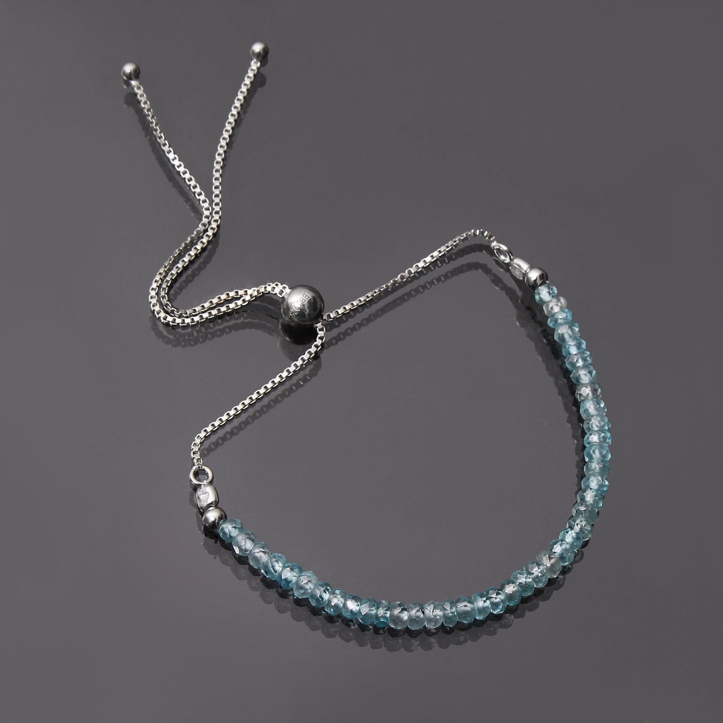 Blue Zircon Twist Layer Silver Bracelet ( Bolo Chain ) GemsRush