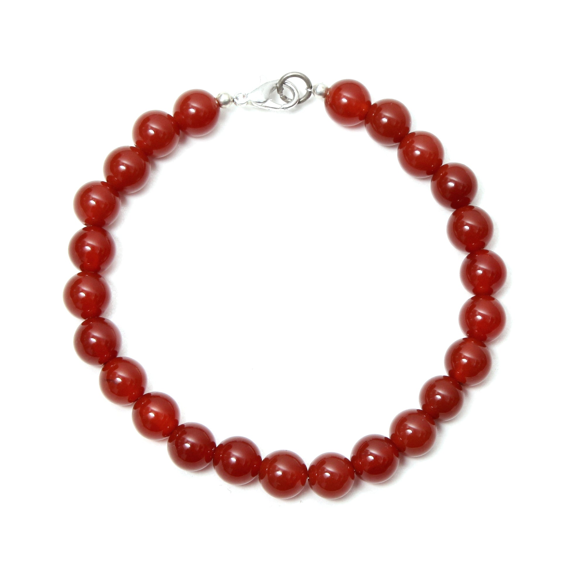 Carnelian Beaded Silver Clasp Bracelet GemsRush