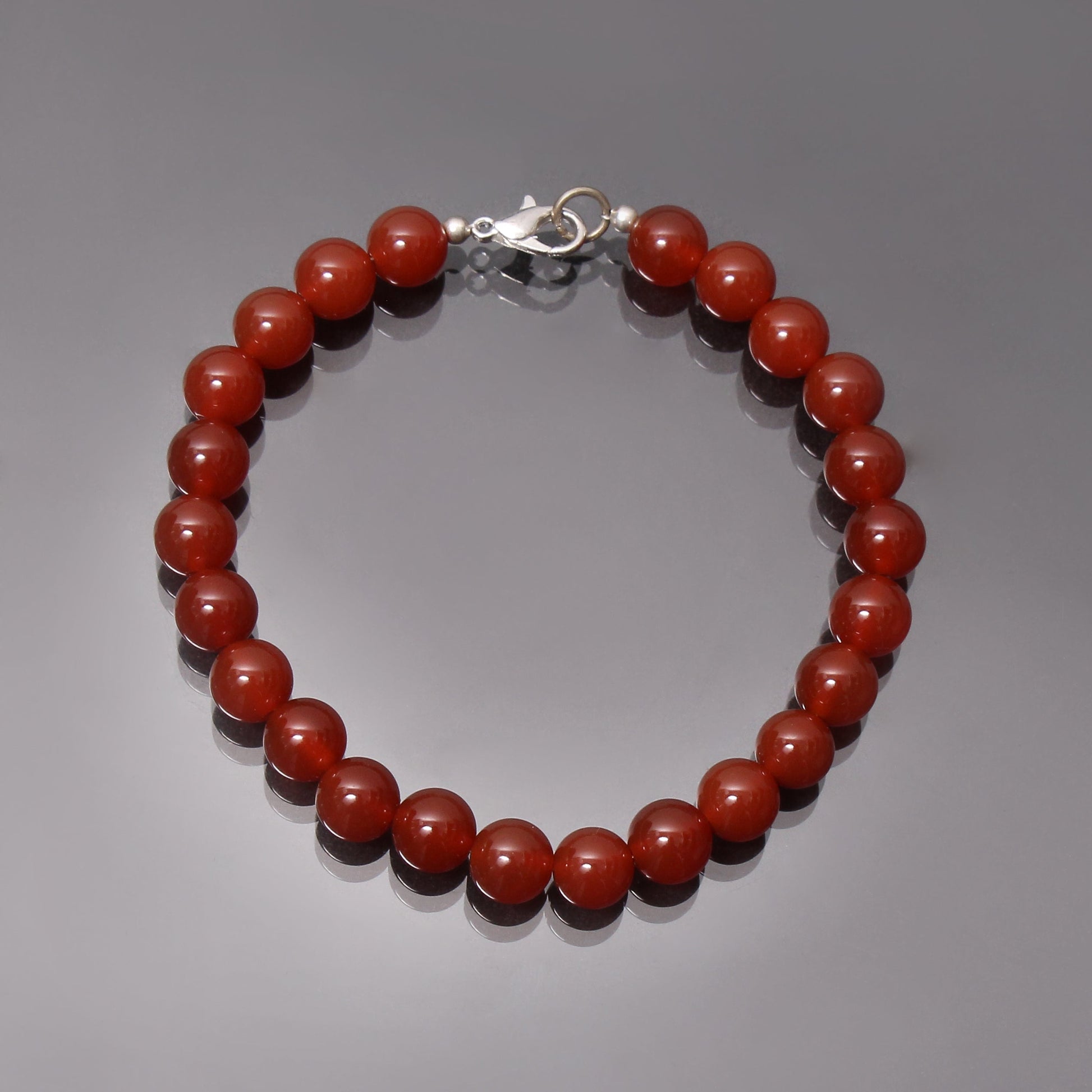 Carnelian Beaded Silver Clasp Bracelet GemsRush