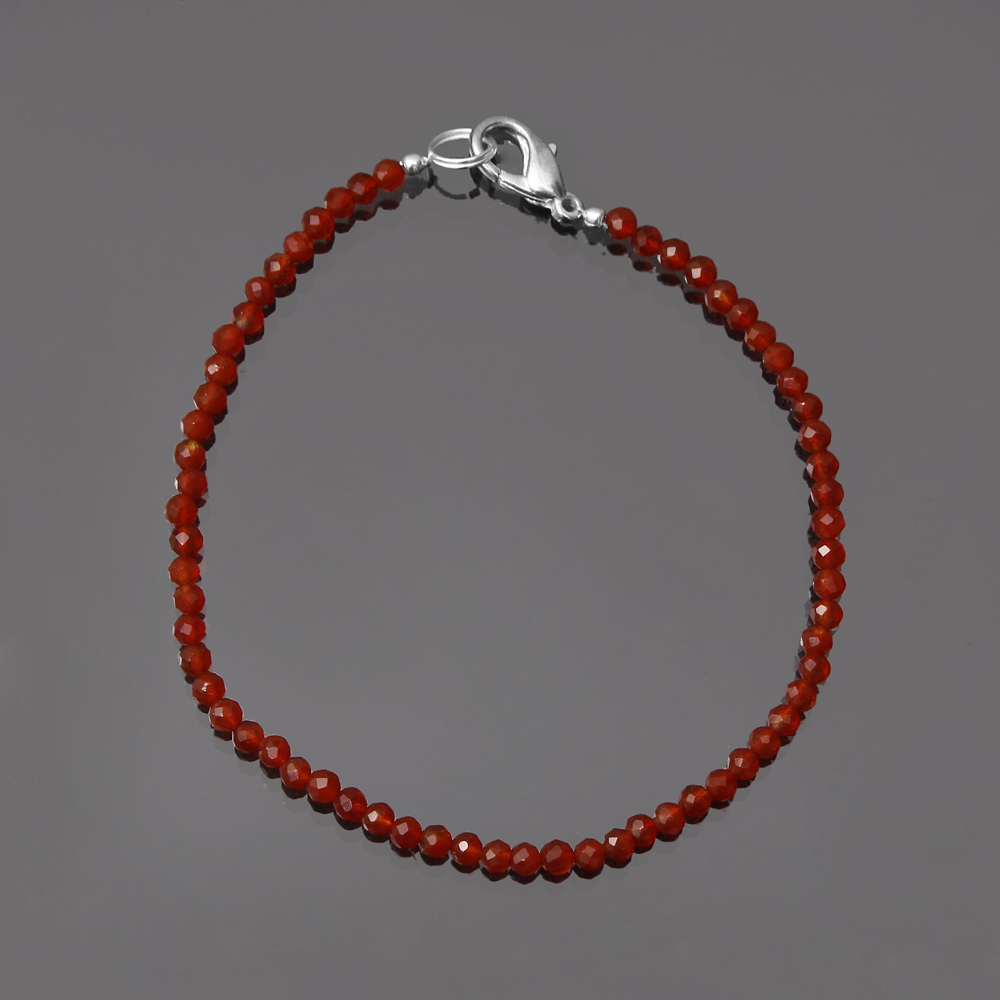 Carnelian Beads Silver Bracelet GemsRush