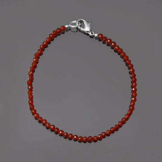 Carnelian Beads Silver Bracelet GemsRush