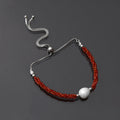 Carnelian/Pearl Twist Layer Silver Bracelet ( Bolo Chain )