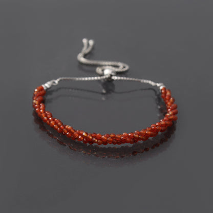 Carnelian Twist Layer Silver Bracelet ( Bolo Chain ) GemsRush