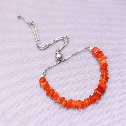 Carnelian Uncut Gemstone Bolo Chain Silver Adjustable Bracelet GemsRush