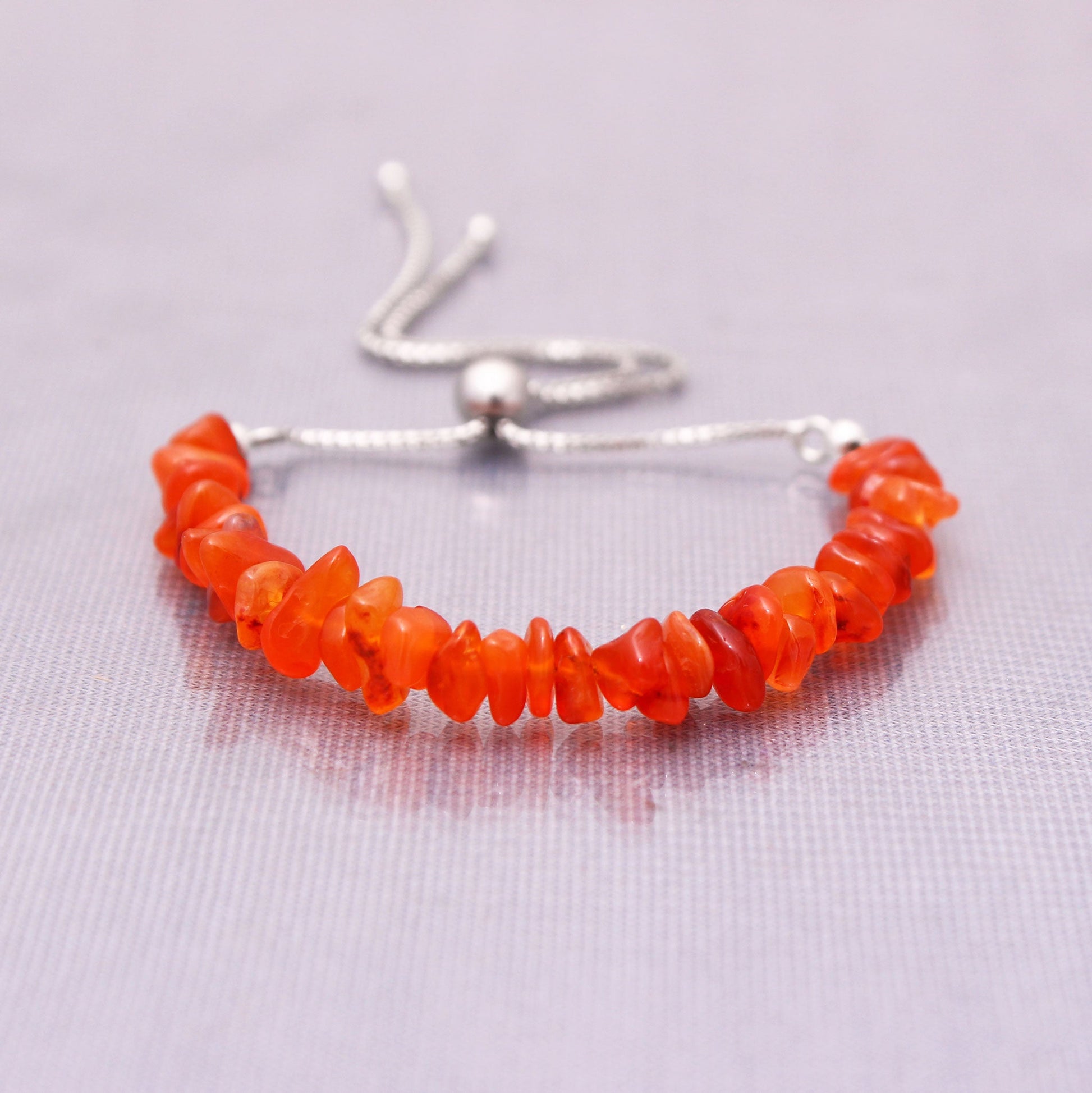 Carnelian Uncut Gemstone Bolo Chain Silver Adjustable Bracelet GemsRush