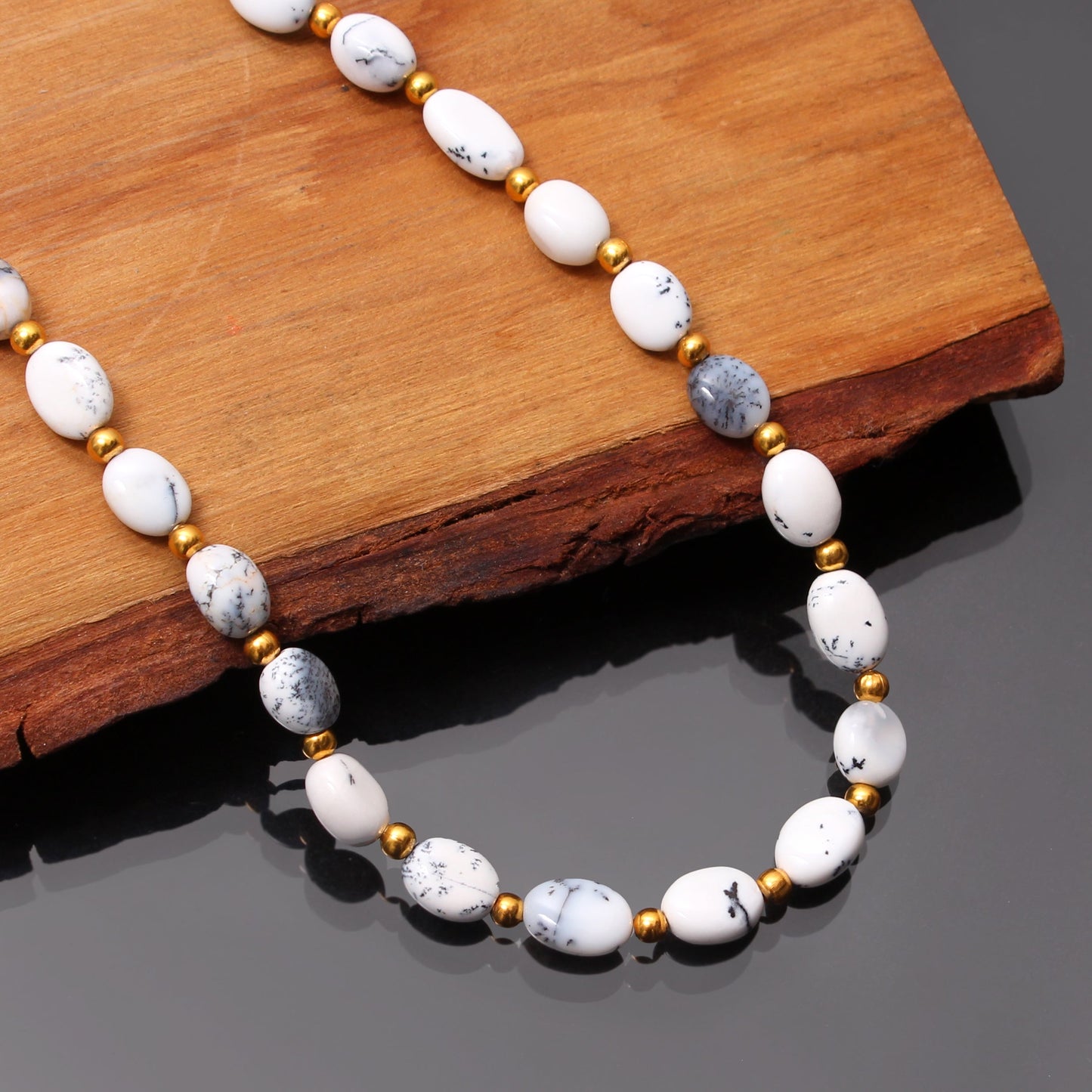 Casual Wear Dendrite Opal Oval Silver Necklace GemsRush