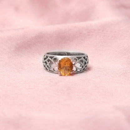 Celtic Citrine Silver Ring ( 6 1/2 US Ring Size ) GemsRush