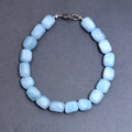Charming Aquamarine Gemstone Nugget Bracelet - Exquisite Design with Secure Lobster Lock