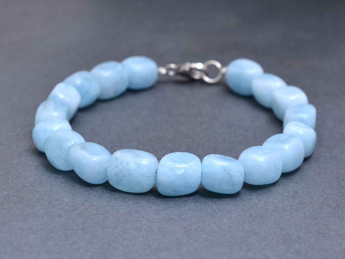 Charming Aquamarine Gemstone Nugget Bracelet - Exquisite Design with Secure Lobster Lock GemsRush