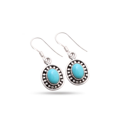 Charming Turquoise Silver Dangle Earring - Every Occasion Wear GemsRush