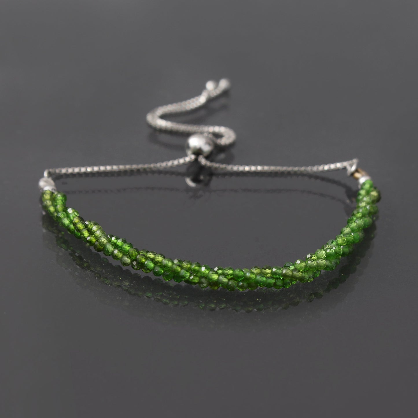 Chrome Diopside Twist Layer Silver Bracelet ( Bolo Chain ) GemsRush