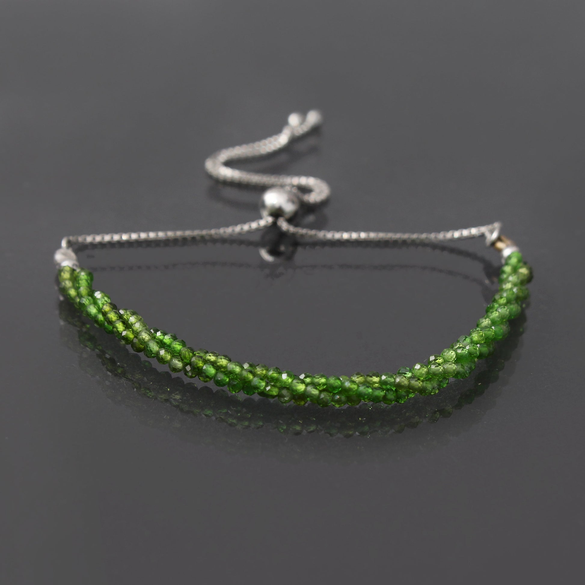 Chrome Diopside Twist Layer Silver Bracelet ( Bolo Chain ) GemsRush