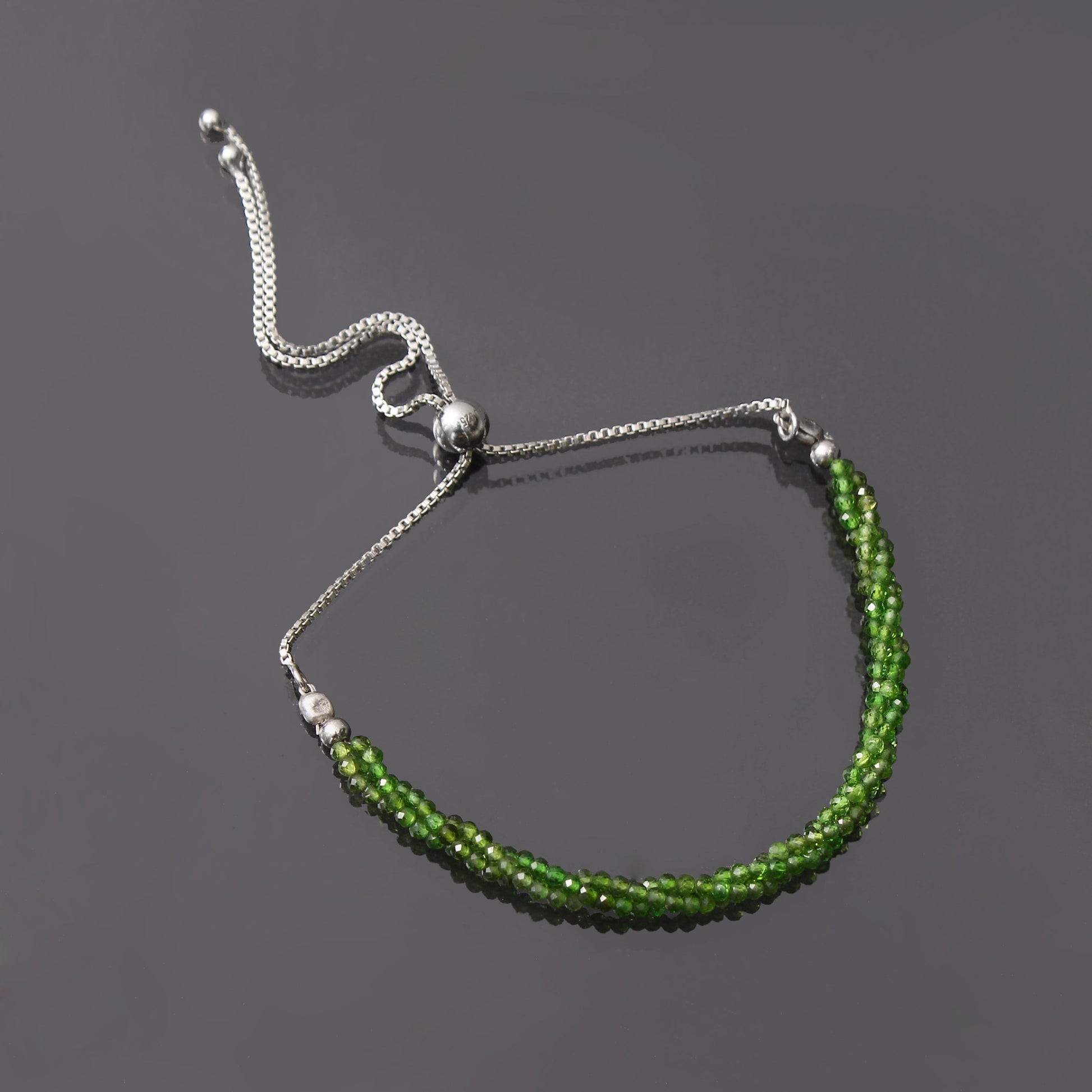 Chrome Diopside Twist Layer Silver Bracelet ( Bolo Chain ) GemsRush